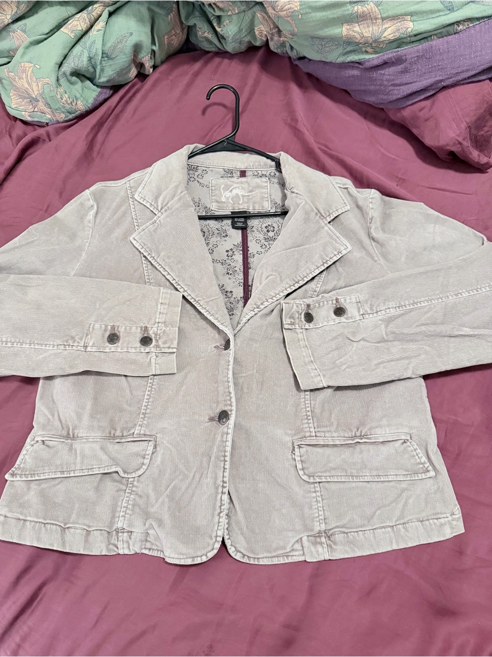 Women’s Light Gray Corduroy Blazer Jacket